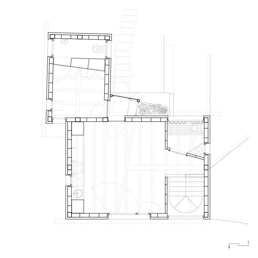 Plan drawing of home in Porto by Atelier Local