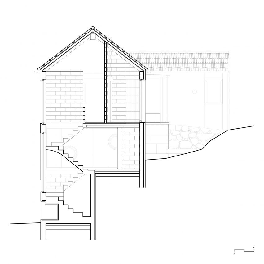 Section drawing of home in Porto by Atelier Local