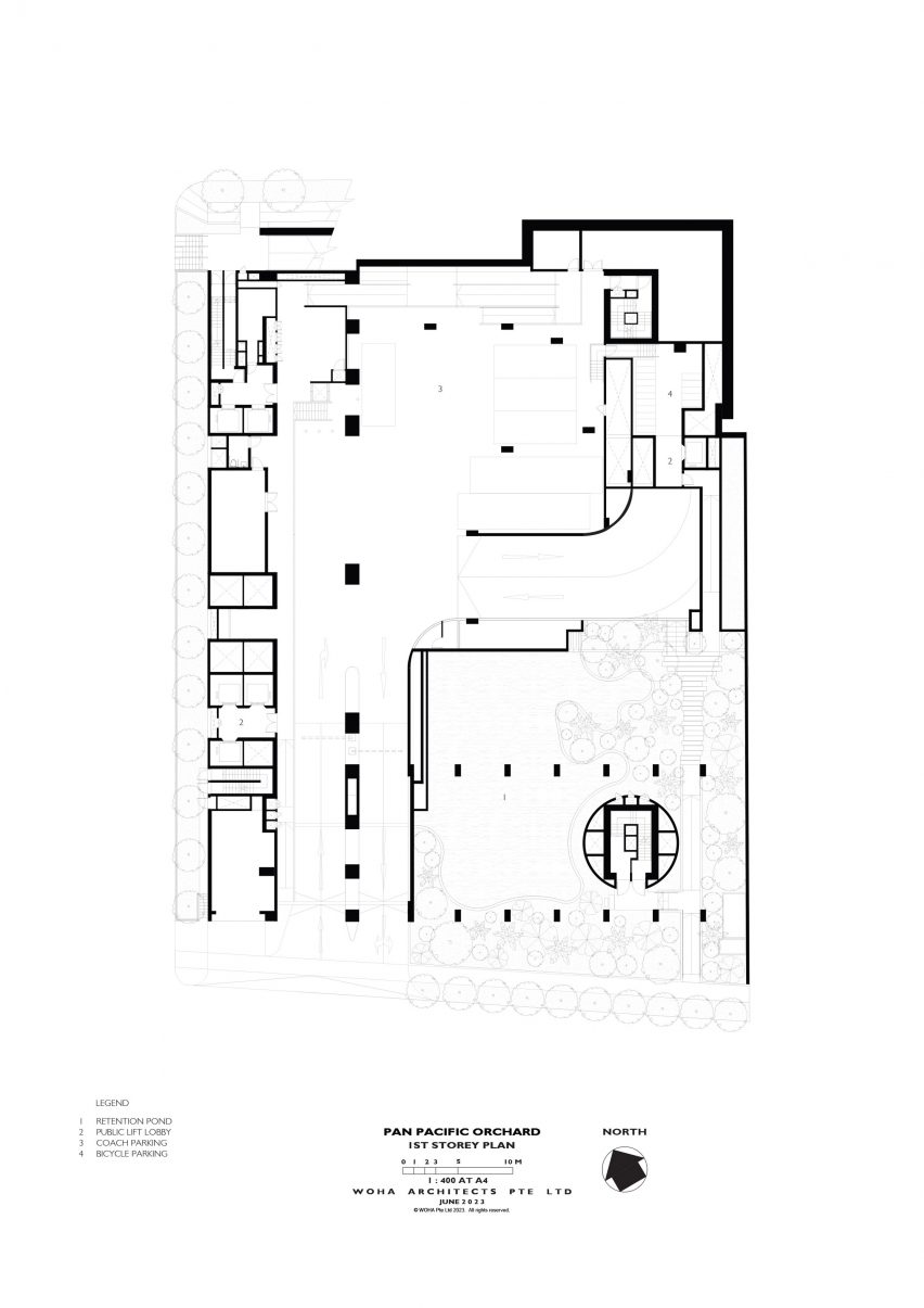 First floor plan of Pan Pacific Orchard by WOHA