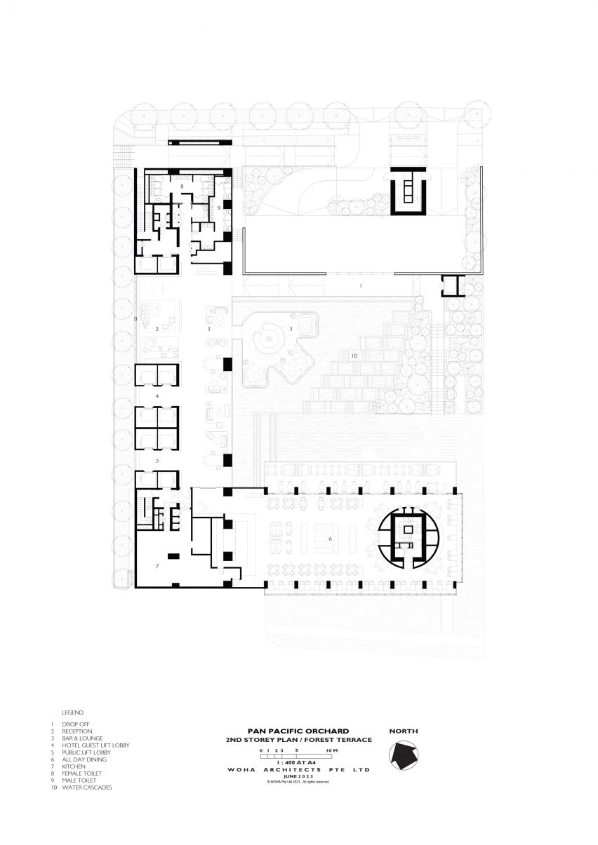 Second floor plan of Pan Pacific Orchard by WOHA