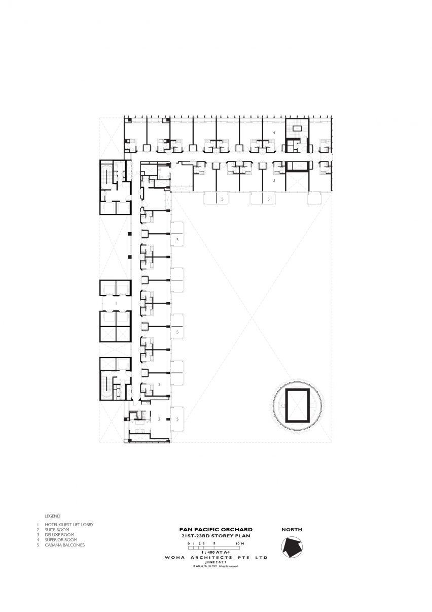 21st to 23rd floor plan of Pan Pacific Orchard by WOHA