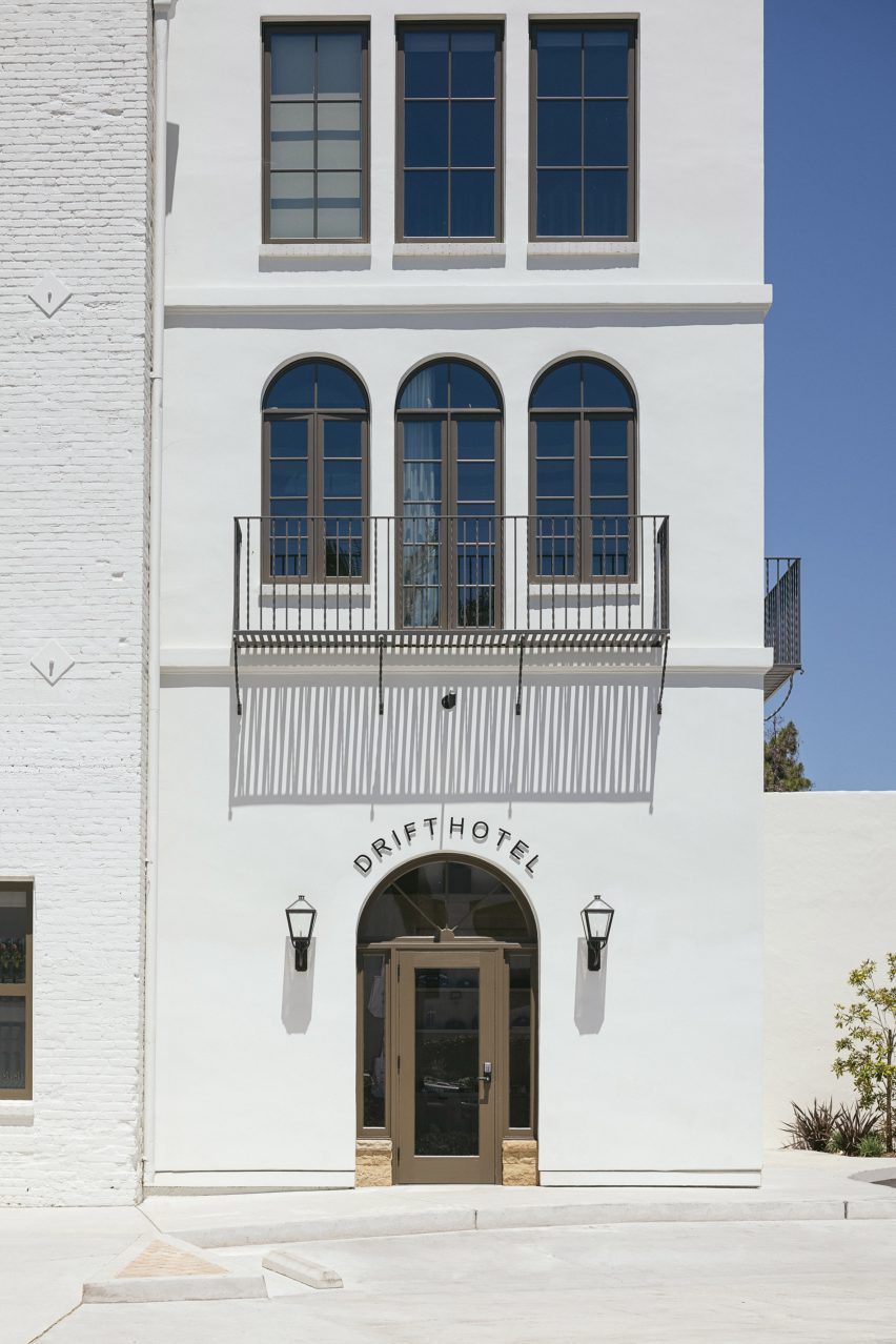 white hotel in California