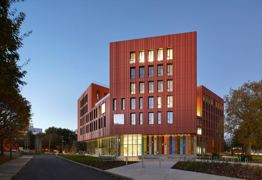 Terracotta-clad Faculty of Arts building at the University of Warwick by Feilden Clegg Bradley Studios