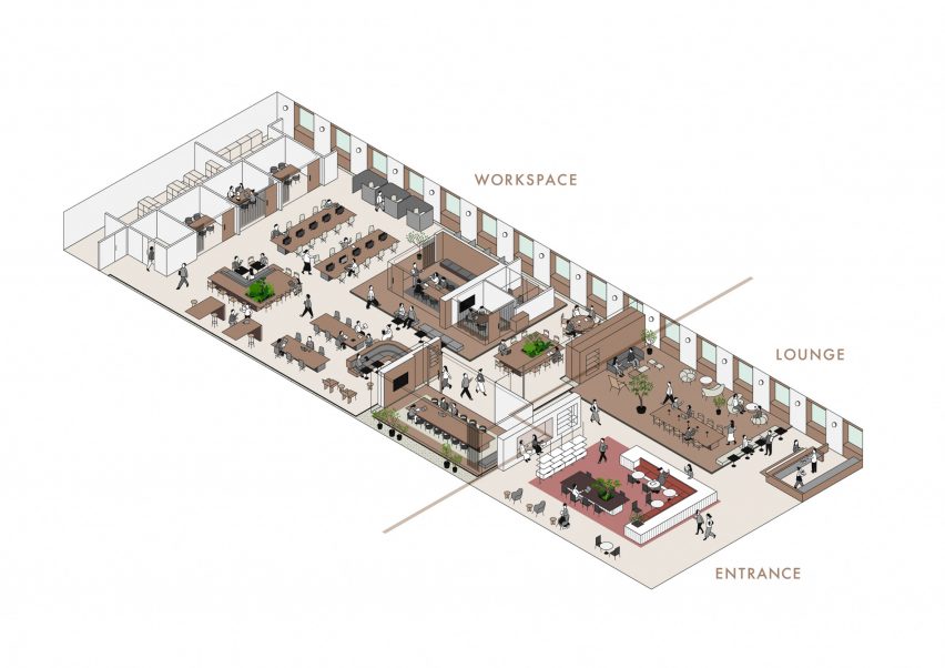 Plan of Mitsui & Co Real Estate office in Tokyo by Flooat