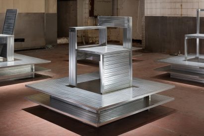Recycled steel chairs with different forms