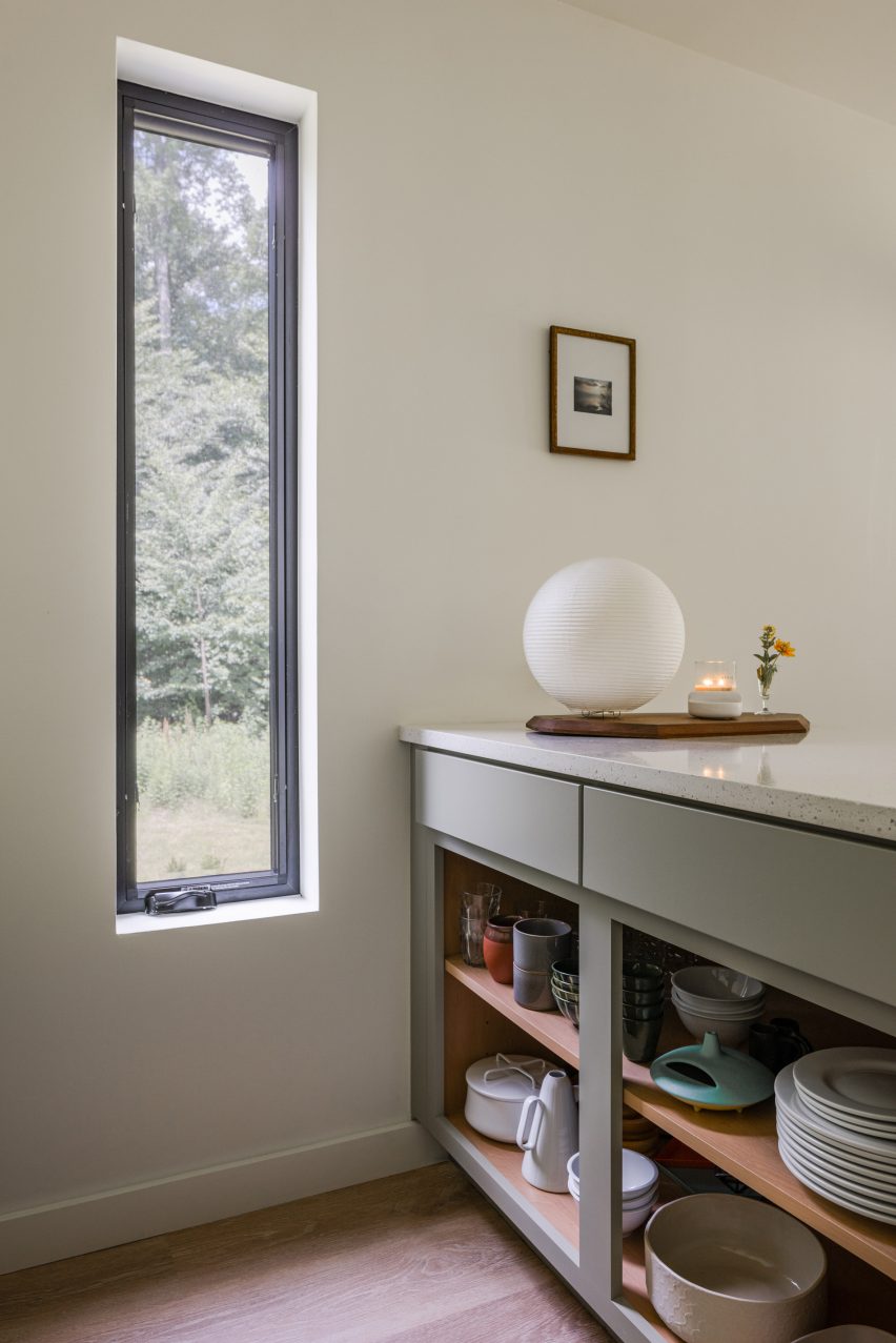 A kitchen with a simple island