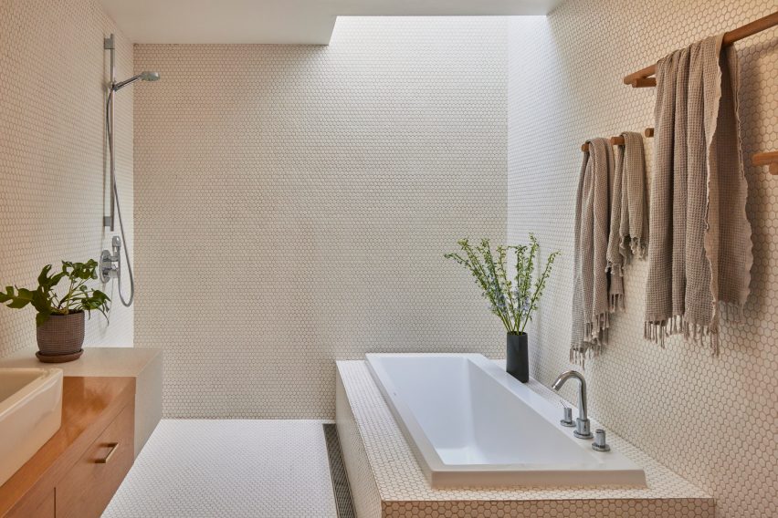 A bathtub built into the ground
