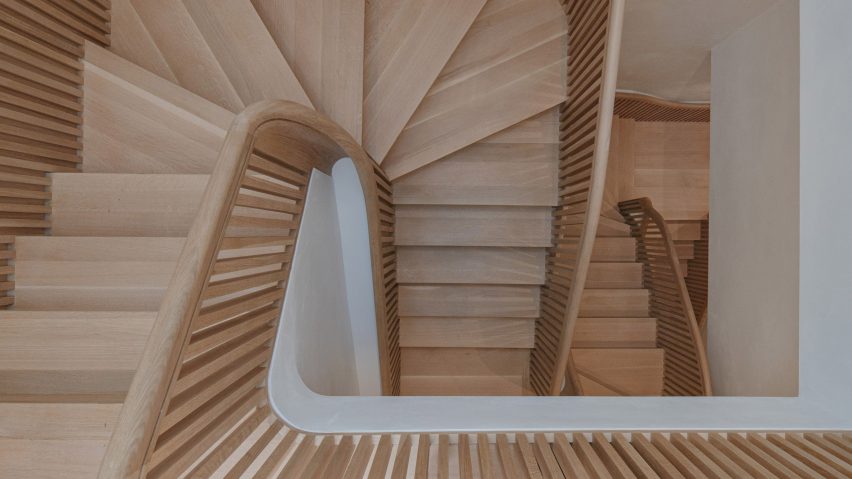Staircase inside Hairpin House by Figure and Studio J Jih
