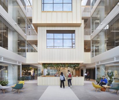 Atrium at the Here+Now office building by Hawkins\Brown