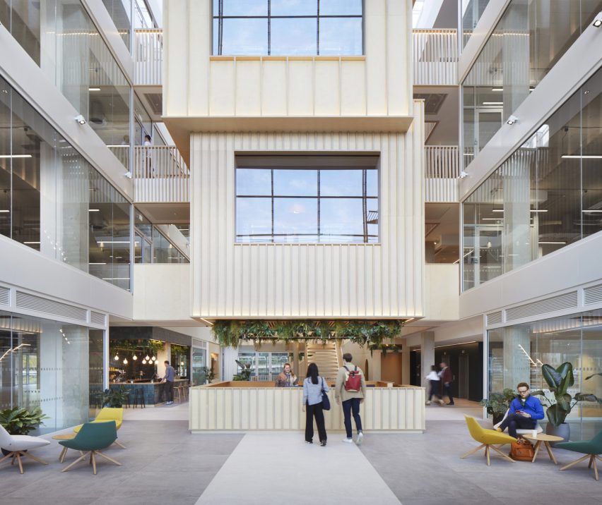 Atrium at the Here+Now office building by Hawkins\Brown