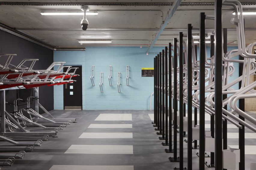 Gym interior at the Here+Now office building