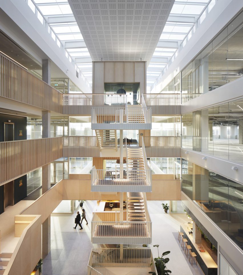 Atrium staircase at the Here+Now office building
