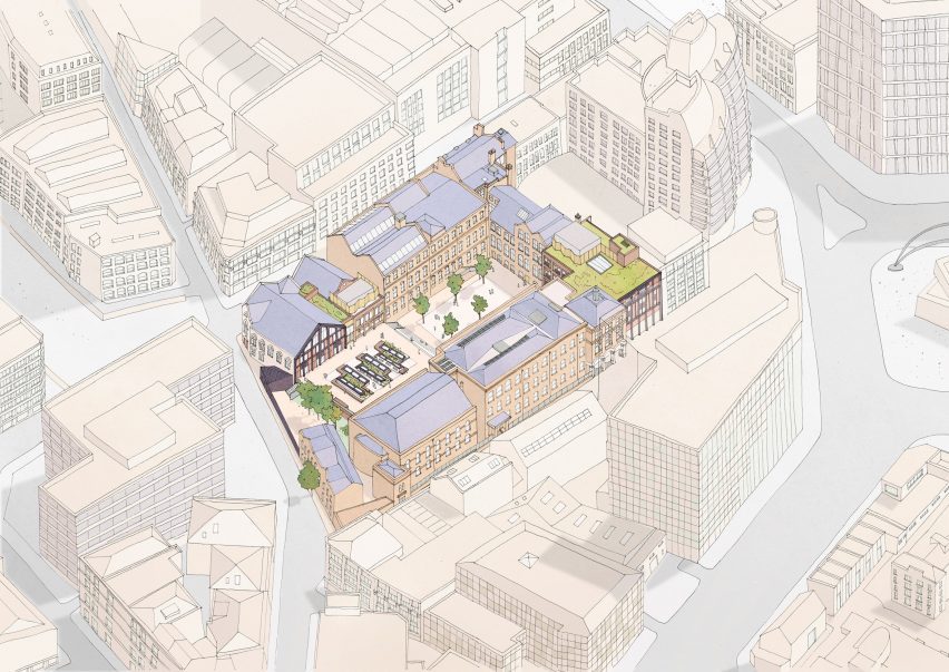 Axonometric drawing of the Central Foundation Boys' School in London by Hawkins\Brown