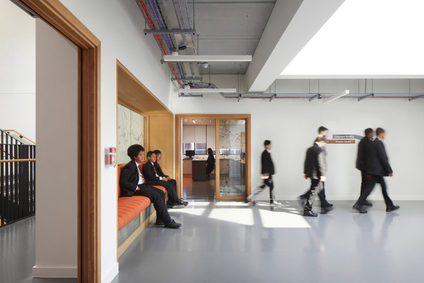 School break-out space with bench seating