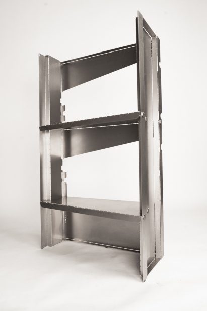 HBMS flat-pack metal shelving by Pierre Salaün