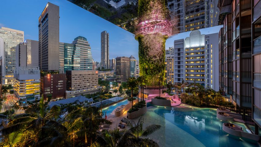 Swimming pool sky terrace at Pan Pacific Orchard hotel by WOHA
