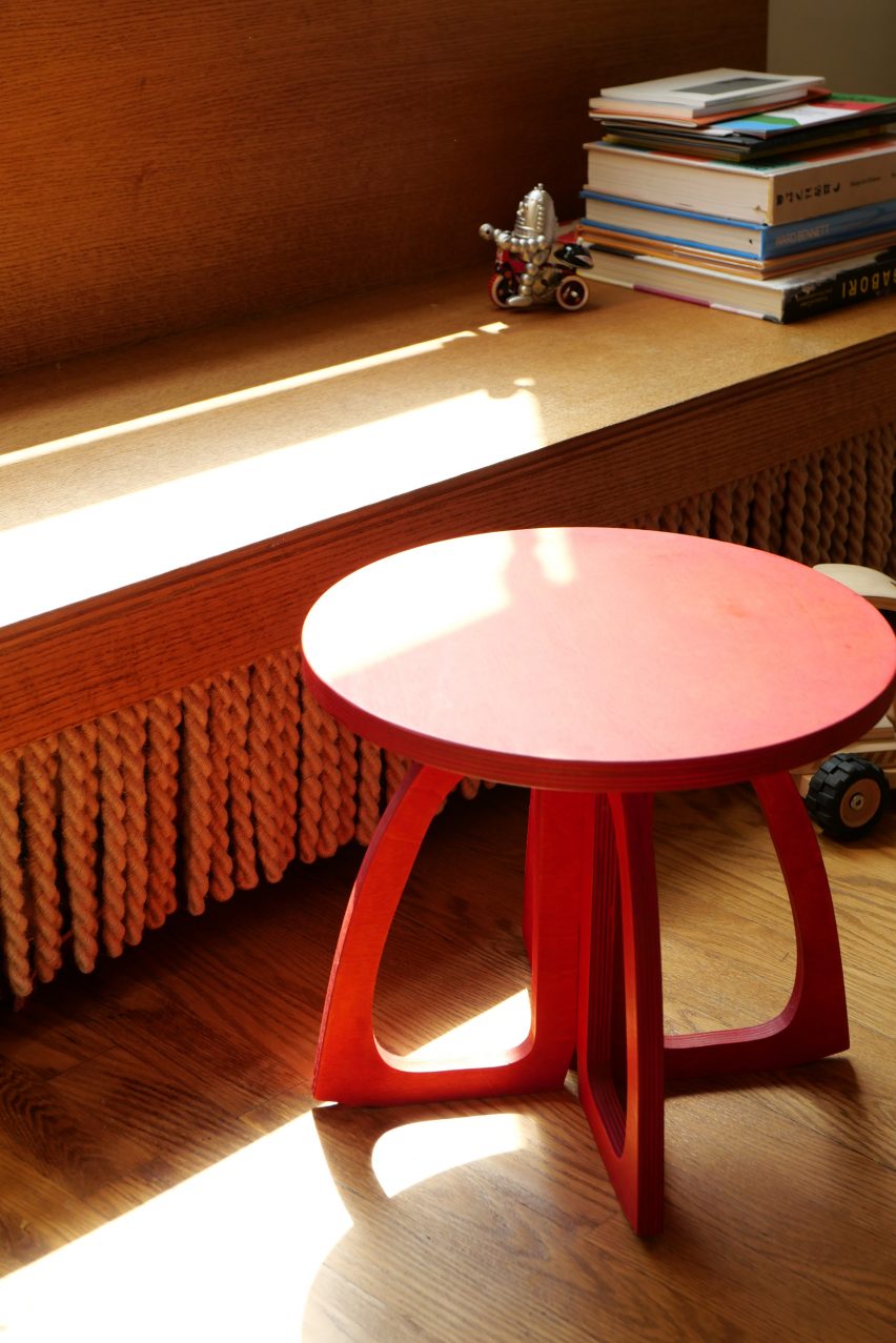 Red stool in the sun
