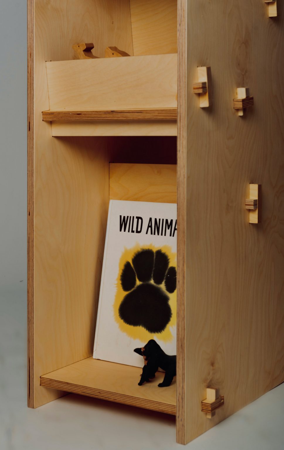 A shelving system with books in it