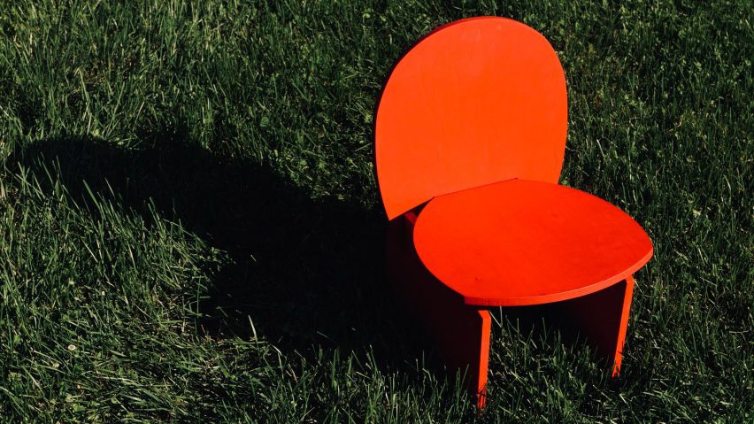 A bright red chair
