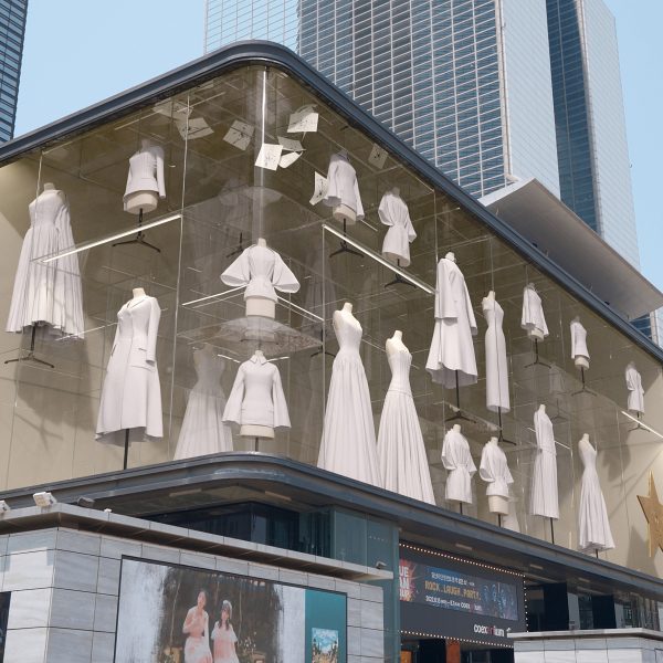 White garments within a window display
