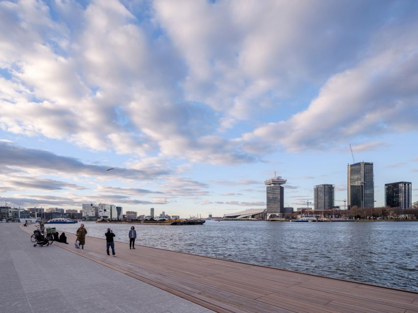 Exterior view of IJboulevard bike parking facility by VenhoevenCS Architecture + Urbanism