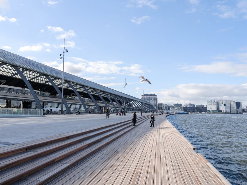 Exterior view of IJboulevard bike parking facility by VenhoevenCS Architecture + Urbanism
