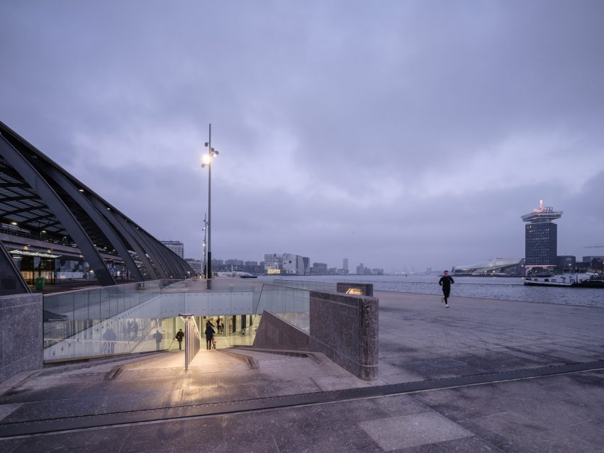 Exterior view of IJboulevard bike parking facility by VenhoevenCS Architecture + Urbanism