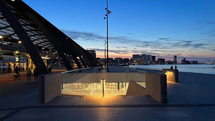 Exterior view of IJboulevard bike parking facility by VenhoevenCS Architecture + Urbanism