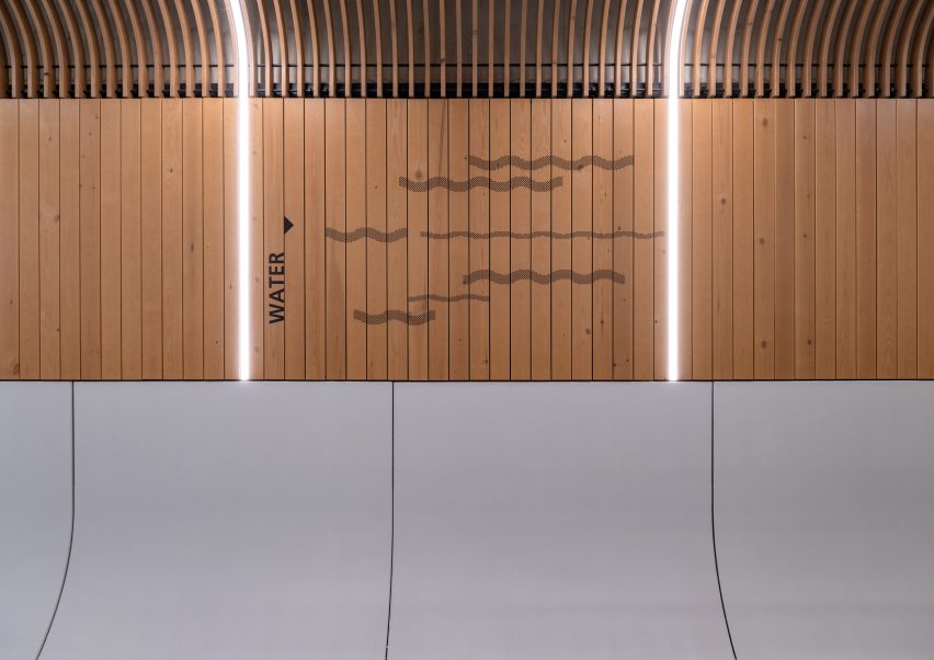 Interior view of IJboulevard bike parking facility by VenhoevenCS Architecture + Urbanism