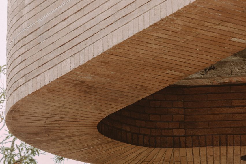Curving brick floor