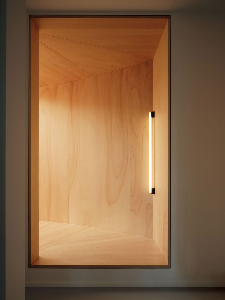 Wood-lined interior of the BEEV home by ISM Architecten