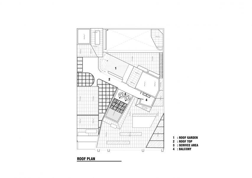 Roof plan of Distracted House by Ismail Solehudin Architecture