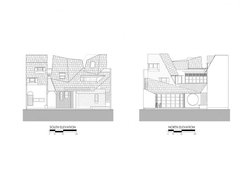 Elevation drawings of Distracted House by Ismail Solehudin Architecture