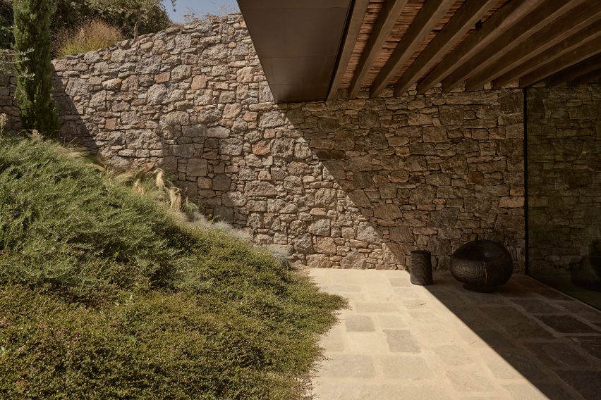 Stone wall on a hillside