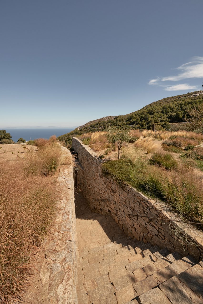 Stone staircase cut into a hillside