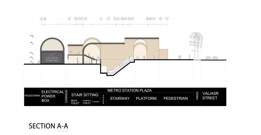 Section drawing of Jahad Metro Plaza by KA Architecture Studio
