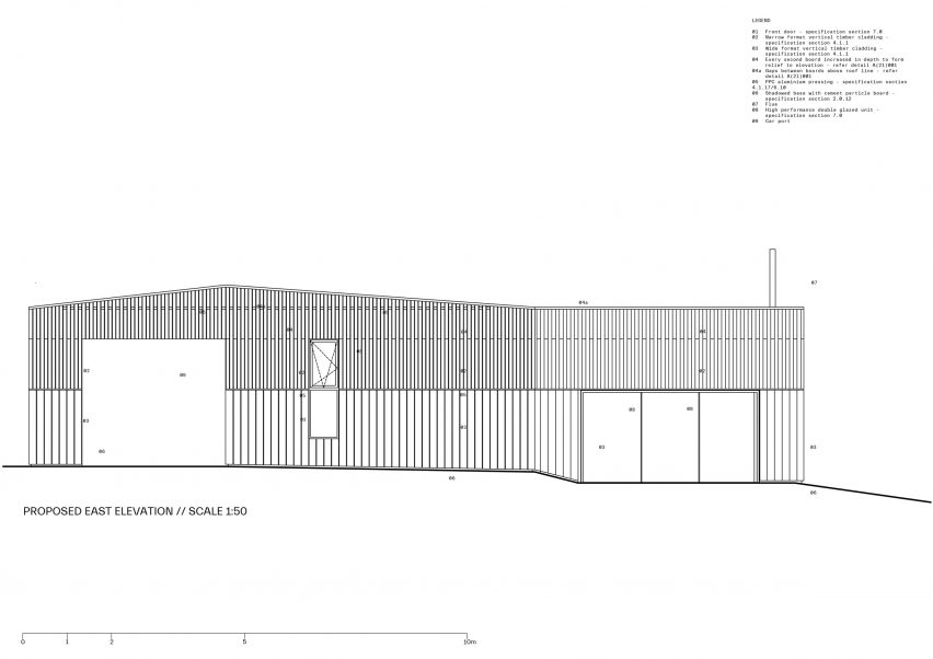 Elevation of Loader Monteith charred timber office and residence