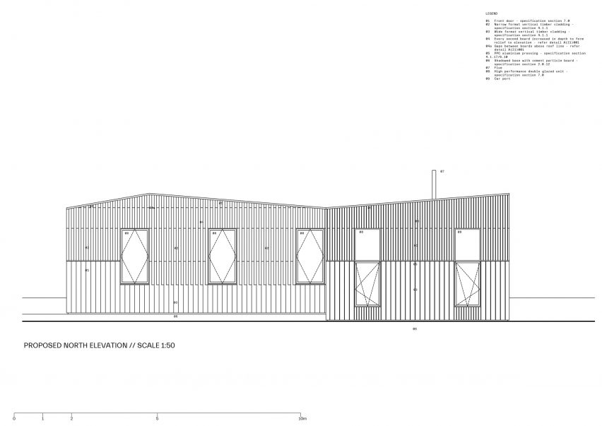 Elevation of Loader Monteith charred timber office and residence