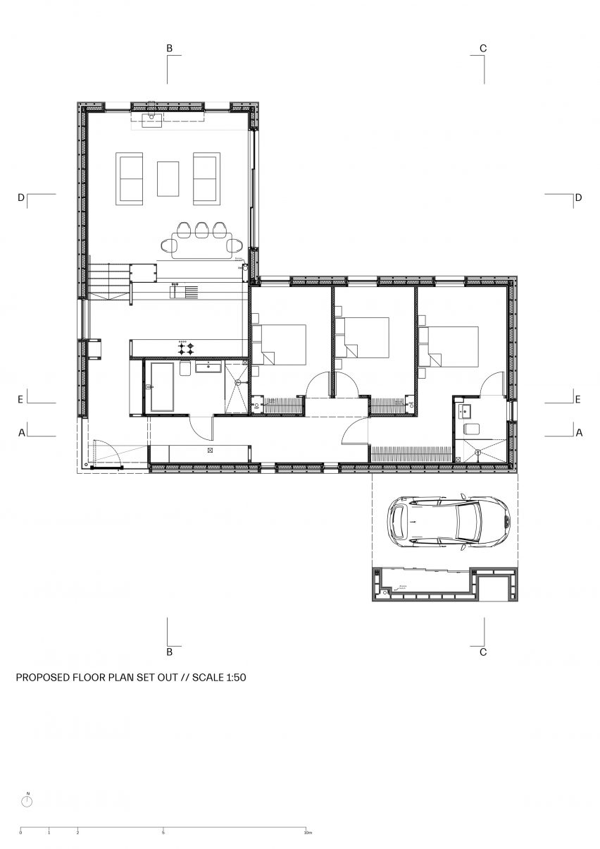 Floor plan of Loader Monteith charred timber office and residence