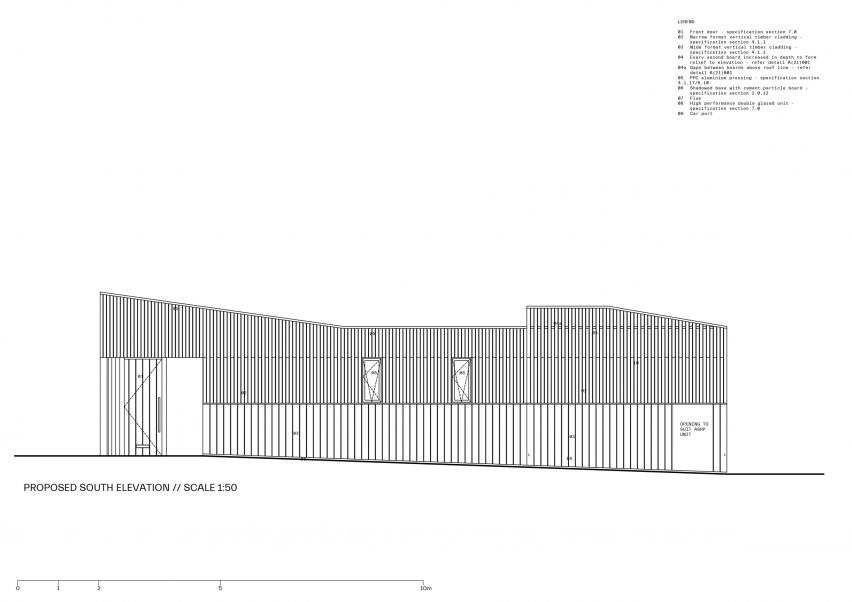 Elevation of Loader Monteith charred timber office and residence
