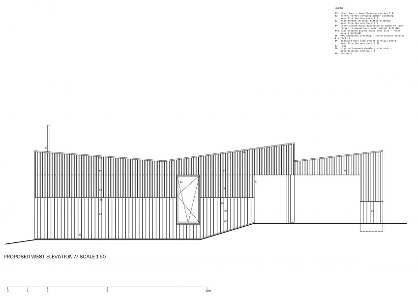 Elevation of Loader Monteith charred timber office and residence
