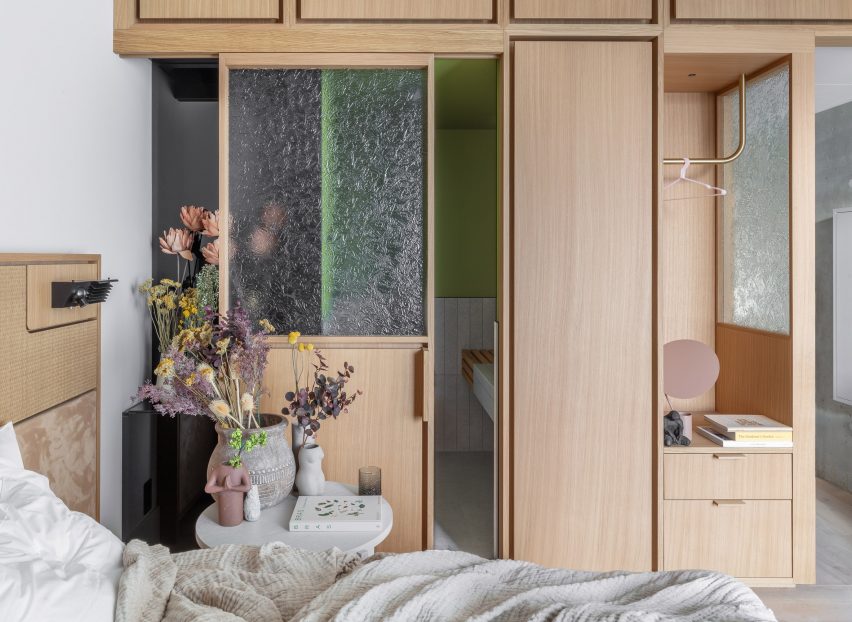 Bespoke wooden furniture was designed for the rooms