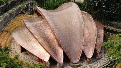 Copper-clad meditation centre in Bali