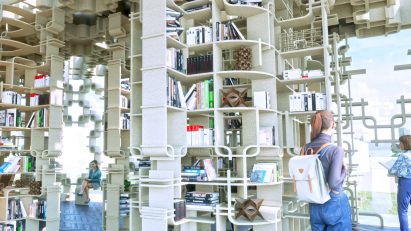 visualisation of a library design by a student at Oxford Brookes University