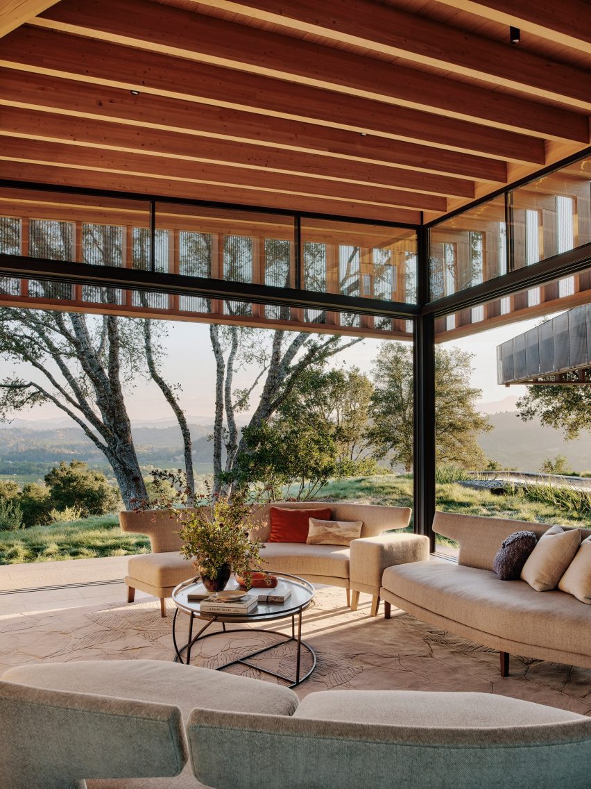 A living room with open walls