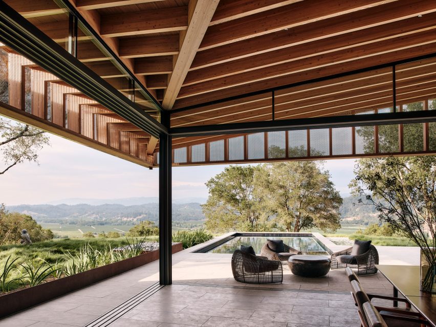 A living room with open walls