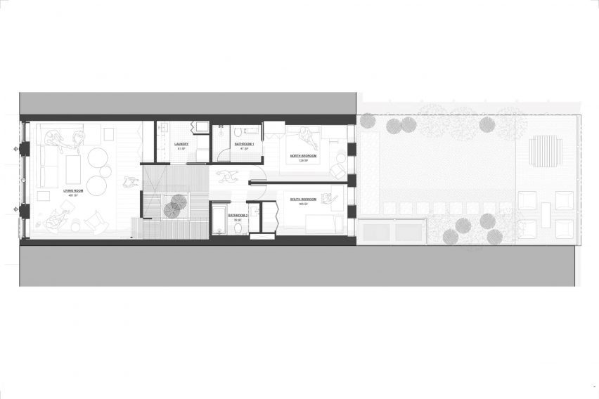 Plan of Mass Timber House by Schiller Projects