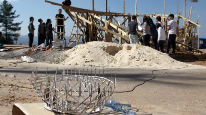 University of Hong Kong students building an installation