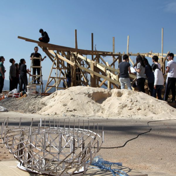 University of Hong Kong students building an installation
