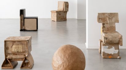 Box exhibition of cardboard furniture by Max Lamb at Gallery Fumi